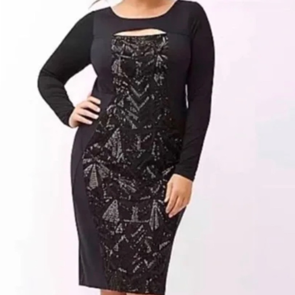 Black dress with sequin design in the front